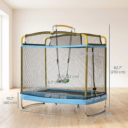 6.9FT Kids Trampoline, Safety Net, Gymnastics Bar, Swing, Indoor/Outdoor Trampolines at Gallery Canada