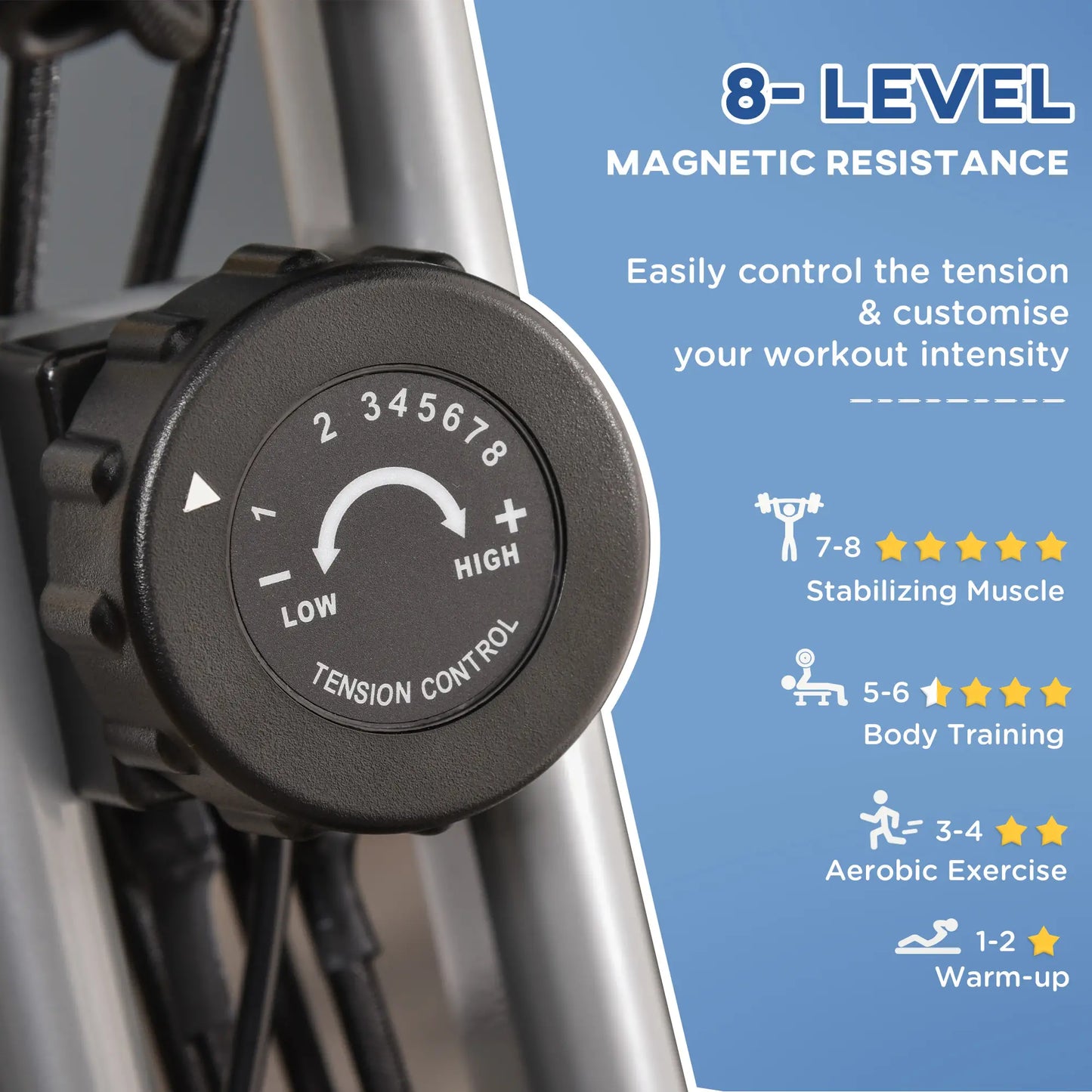 Folding Exercise Bike, 8-Level Magnetic Resistance, Adjustable Seat, Grey Exercise & Stationary Bikes at Gallery Canada
