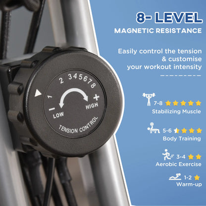 Folding Exercise Bike, 8-Level Magnetic Resistance, Adjustable Seat, Grey Exercise & Stationary Bikes at Gallery Canada