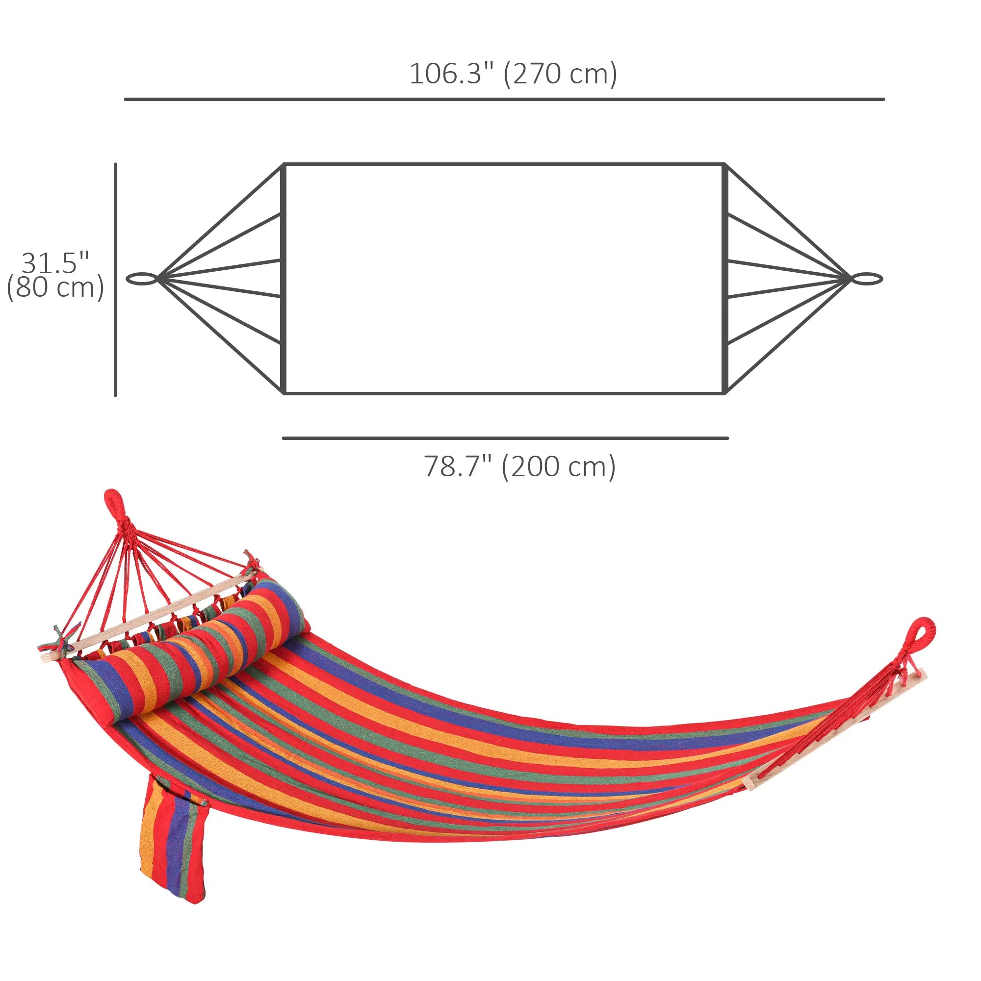 Portable Cotton Hammock Swing Chair, With Headrest And Side Pocket, Rainbow Stripes Camping Hammocks at Gallery Canada