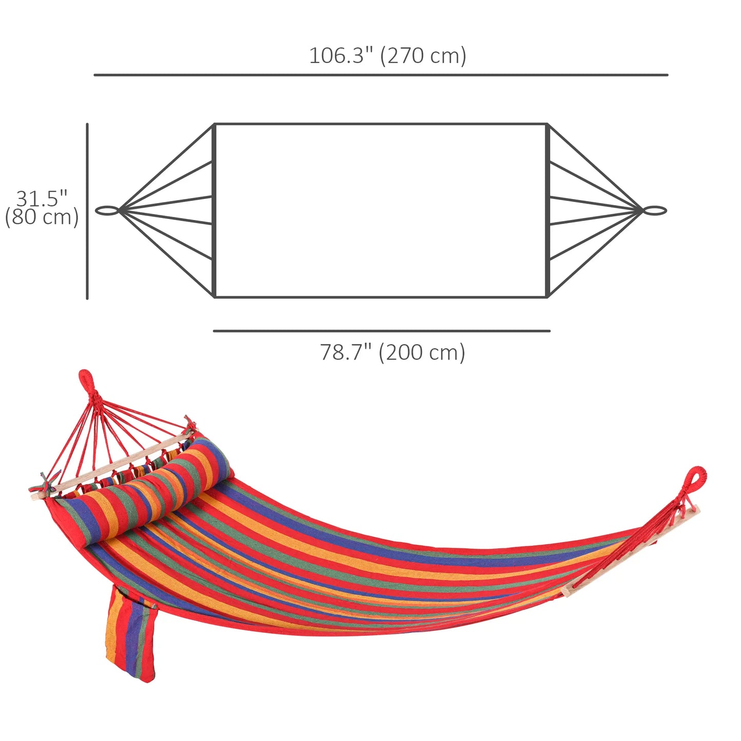 Portable Cotton Hammock Swing Chair, With Headrest And Side Pocket, Rainbow Stripes Camping Hammocks at Gallery Canada