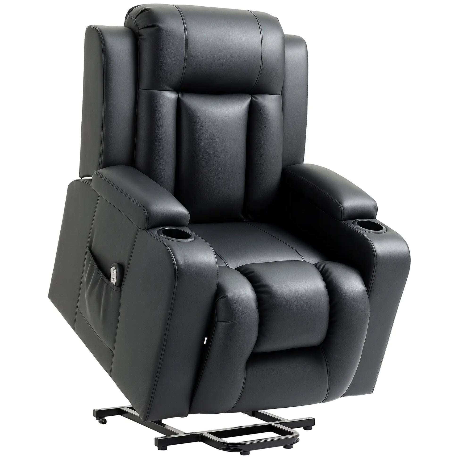 Electric Power Lift Recliner Chair, PU Leather, Remote Control, Black Electric Power Lift Chairs Black at Gallery Canada