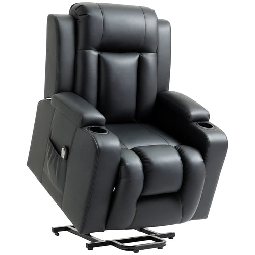 Electric Power Lift Recliner Chair, PU Leather, Remote Control, Black