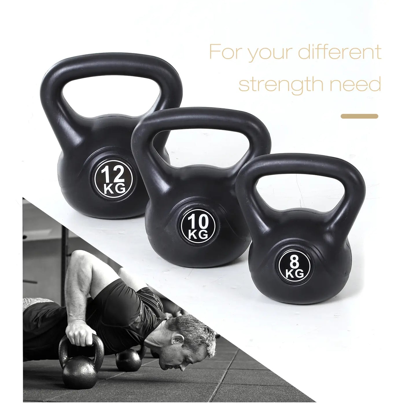 26lb Fitness Kettlebell, Plastic Exercise Weight, Sand Filled, Noise Reduction Strength Training Equipment at Gallery Canada