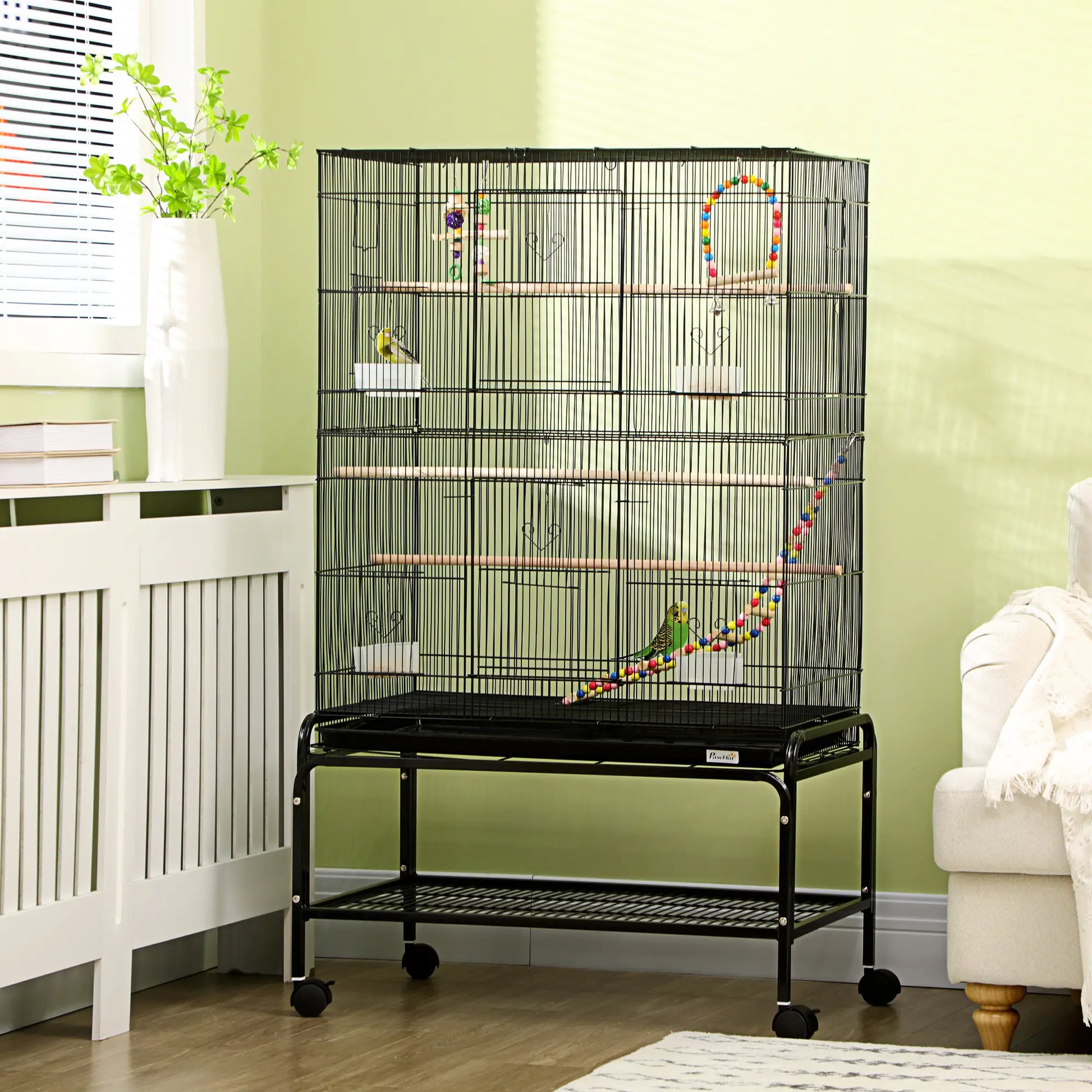 52" Bird Cage With Rolling Stand, Toys, For Budgies Canaries, Black Bird Cages at Gallery Canada