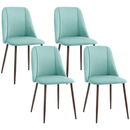 Upholstered Dining Chairs Set of 4, Velvet, Wood-Grain Steel Leg, Light Green Dining Chairs at Gallery Canada