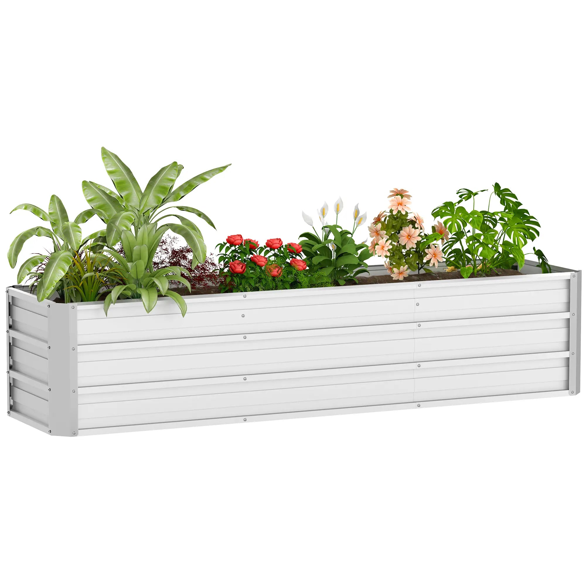 6' x 1.5' x 1.3' Galvanized Raised Garden Bed, Large Metal Planter Box, Silver Raised Garden Beds at Gallery Canada