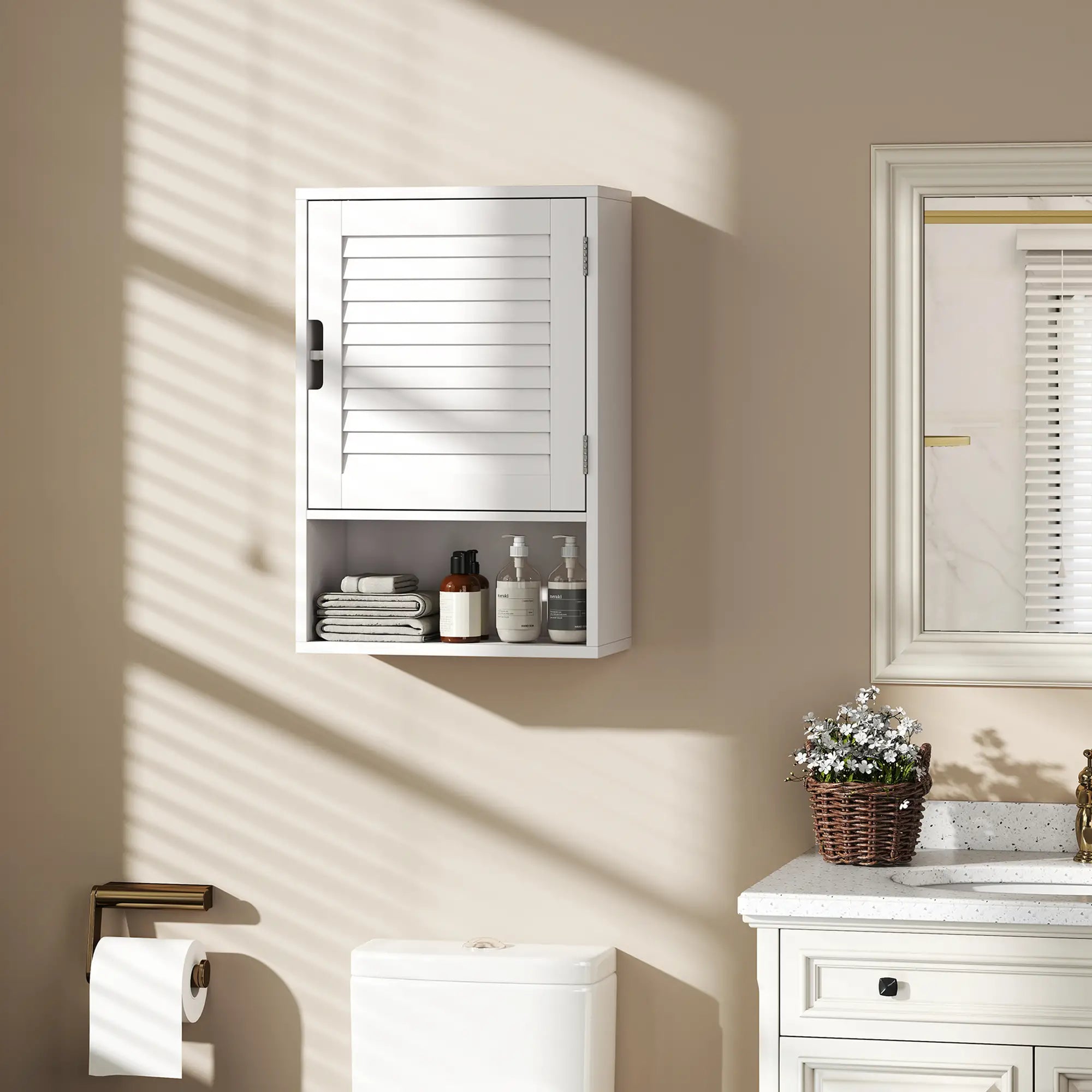 Wall Mounted Bathroom Cabinet, Adjustable Shelves, 40 x 20 x 60 cm, White Wall Mounted Cabinets at Gallery Canada