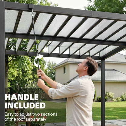9.5 X 10 Ft Aluminum Louvered Pergola With Clear PC Roof, Clear