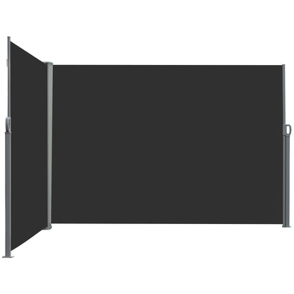 236" x 63" Outdoor Privacy Wall, Double Retractable Awning, Black Side Awnings Black at Gallery Canada