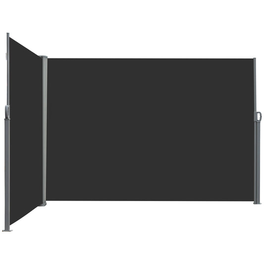 236" x 63" Outdoor Privacy Wall, Double Retractable Awning, Black Side Awnings Black at Gallery Canada