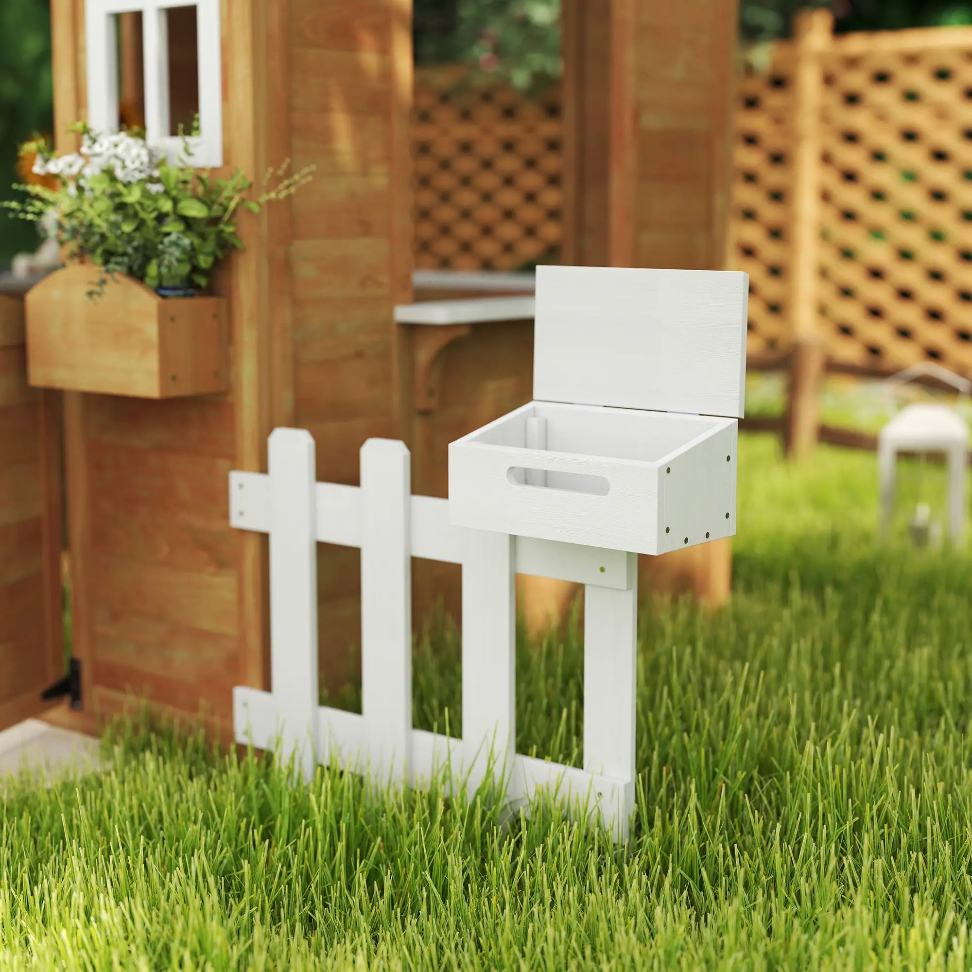 Kids Wooden Playhouse, Door Windows, Mailbox, Flower Pot, Bench, Yellow Play Houses at Gallery Canada