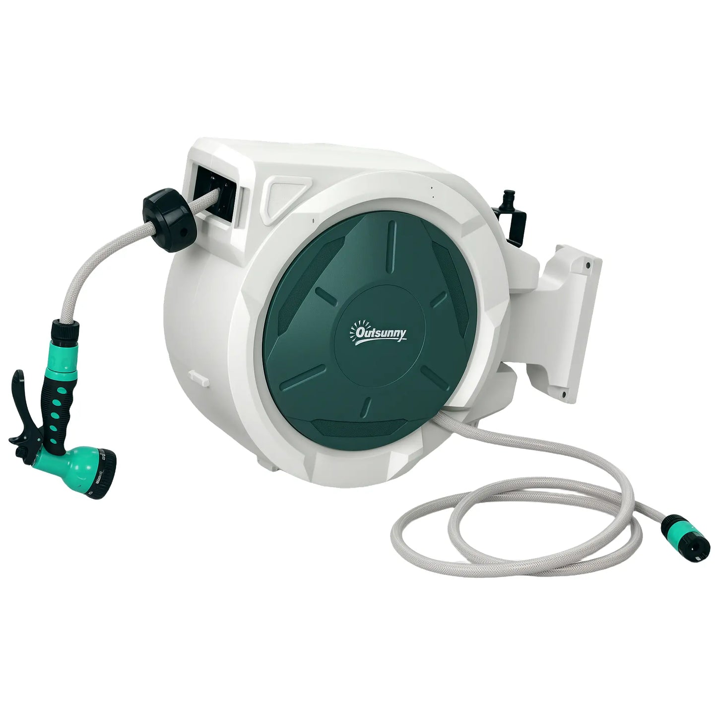 1/2 in x 65ft Wall Mounted Garden Hose Reel, Retractable Auto Rewind, Green Garden Accessories at Gallery Canada