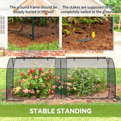 8' x 3' Crop Cage, Garden Plant Protector, 3 Zippered Doors, Black