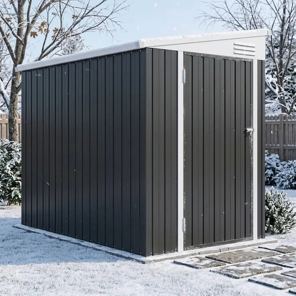 4' x 6' Outdoor Metal Storage Shed, Lockable Door, Dark Grey Sheds at Gallery Canada