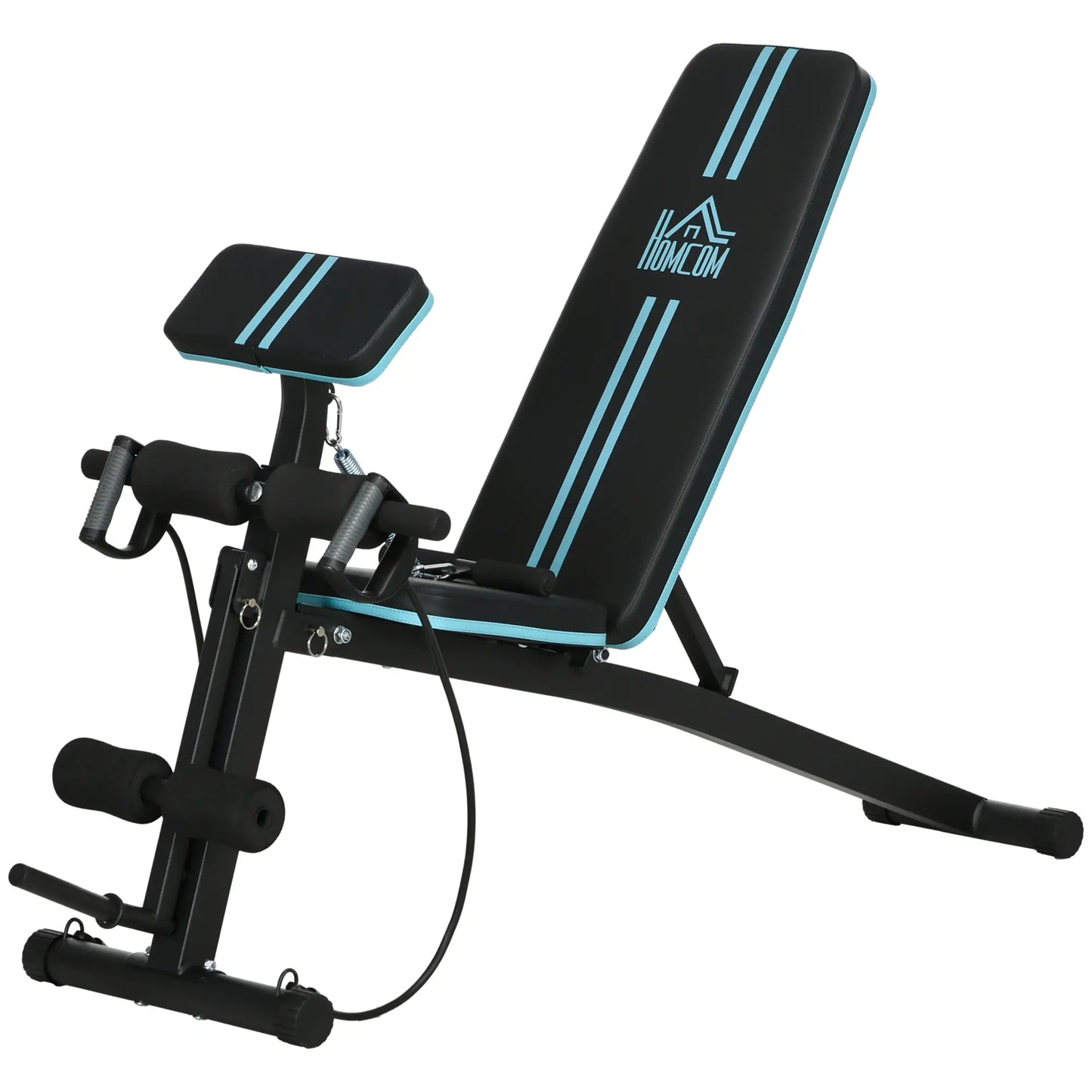 Foldable Adjustable Press Bench, Weight Training Gym Chair, Black & Blue