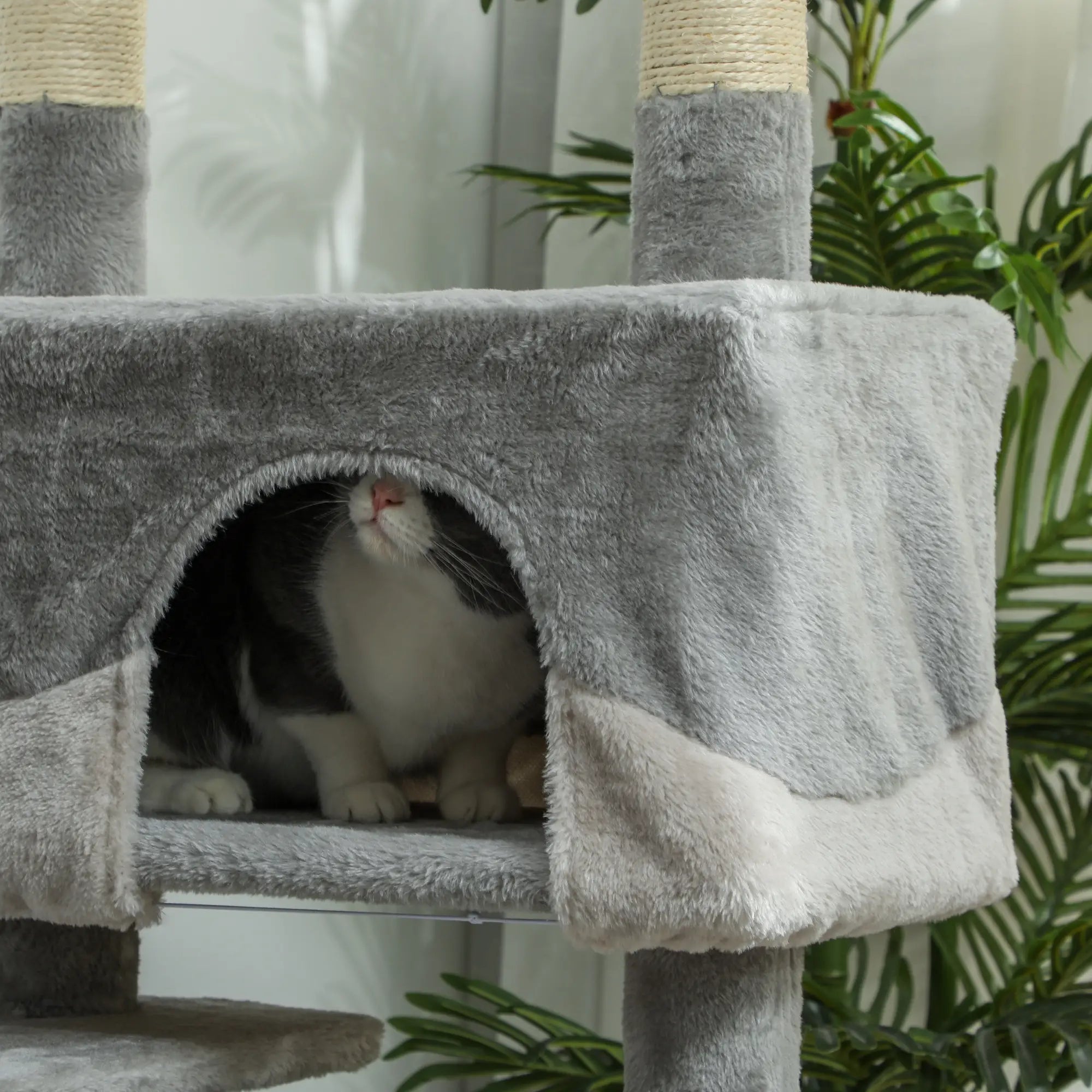 53 Cat Tree Scratching Post, Multi-Level Play House, Grey Cat Trees at Gallery Canada