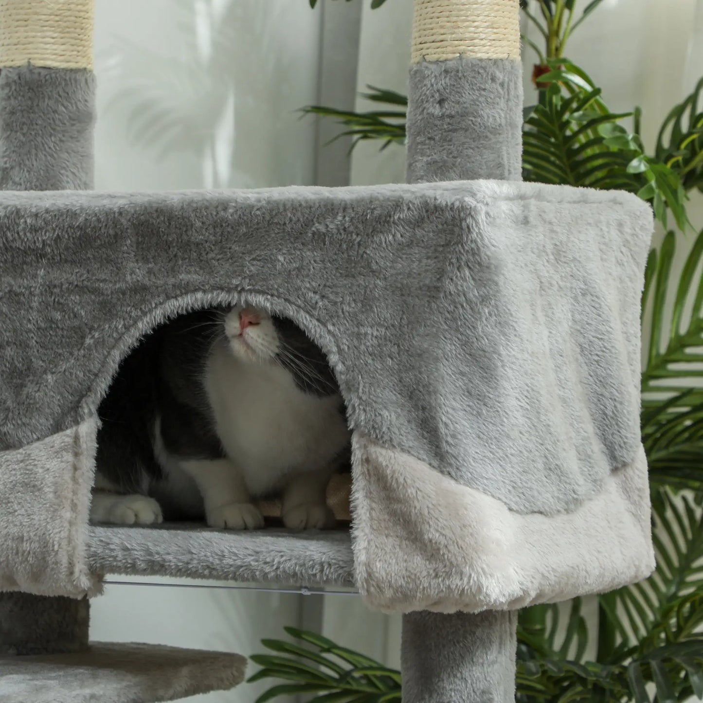 53 Cat Tree Scratching Post, Multi-Level Play House, Grey Cat Trees at Gallery Canada