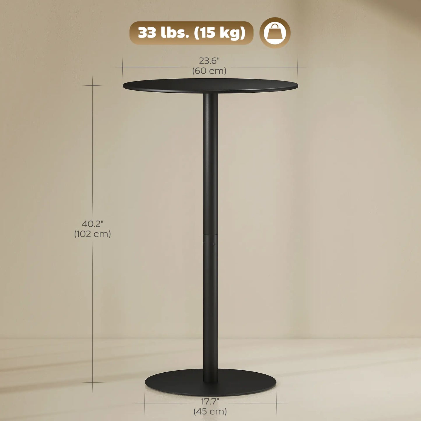 Round Bar Table for 2, Steel Frame, Easy Assembly, Black Bar Tables at Gallery Canada