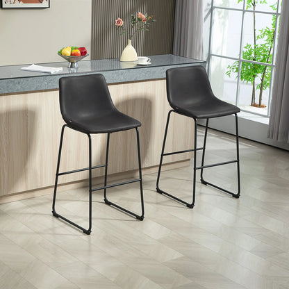 Vintage PU Leather Counter Height Bar Stools, Set of 2, Dark Brown Bar Stools at Gallery Canada