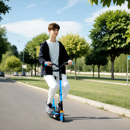 Foldable Electric Scooter for Kids, Seat, 2 Heights, 6km Range, 12km/h, Blue Scooters at Gallery Canada