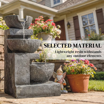 3-Tier Outdoor Water Fountain, Garden Waterfall With LED Lights, Pump Water Fountains at Gallery Canada