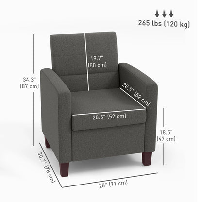 Modern Fabric Accent Chair, Seat Cushion, Non-Slip Pads, Dark Grey Accent Chairs at Gallery Canada