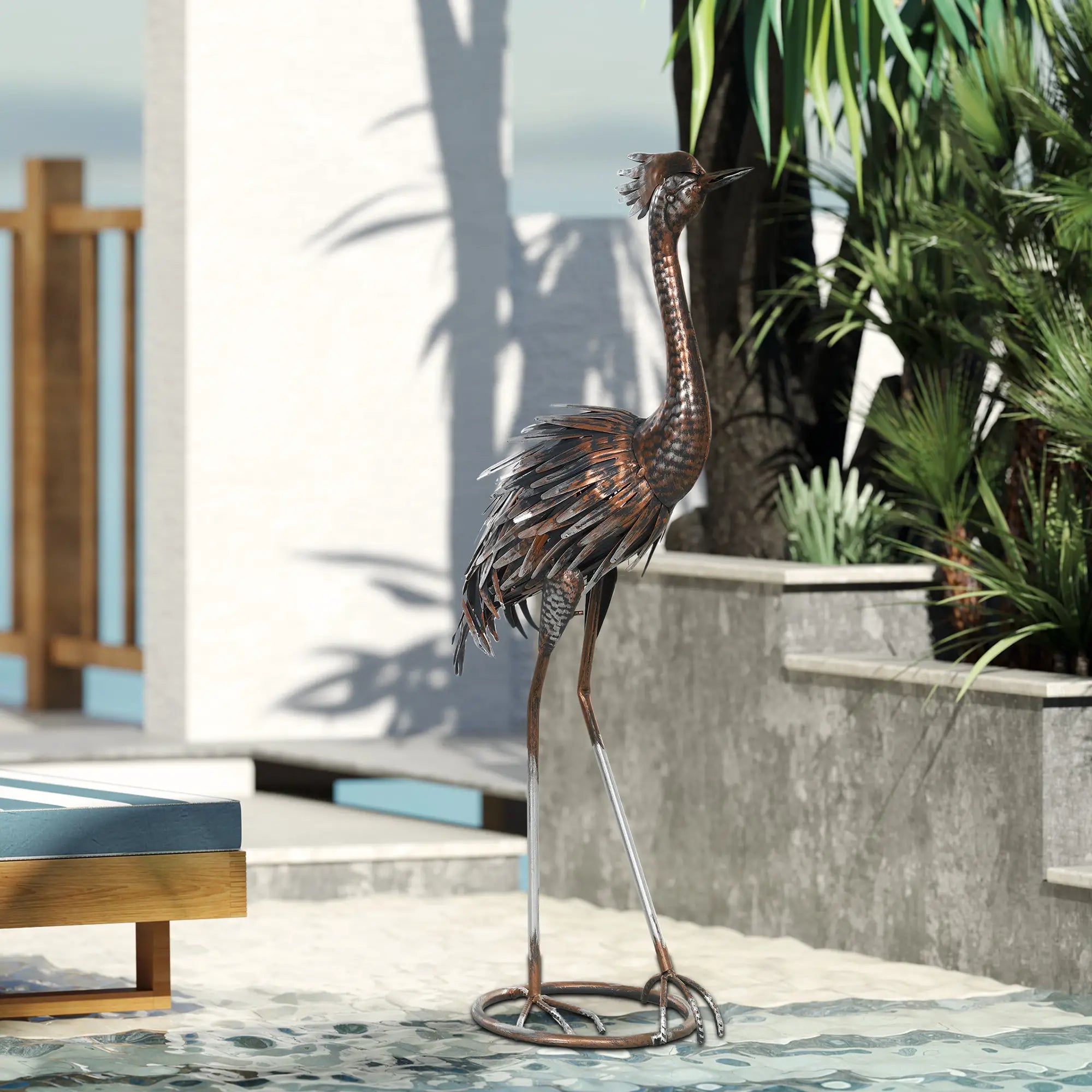 Garden Statue, Heron Standing Sculpture, 12.2
