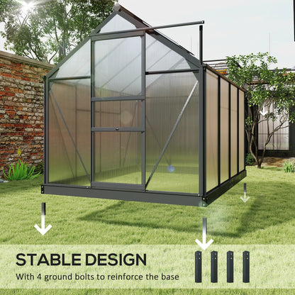 Greenhouse Garden, Outdoor Kit, PC Board Sliding Door, 6.2' x 8.3' x 6.6', Grey Walk In Greenhouses at Gallery Canada
