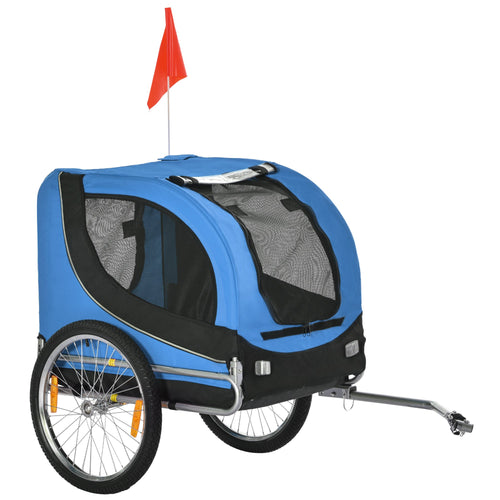 Dog Bike, Trailer Foldable Pet Cart, Bicycle Wagon, Cargo Carrier Attachment for Travelling w/ Safety Anchor, Blue