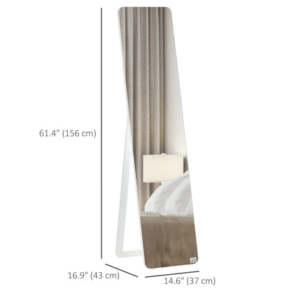 Full Length Mirror, Free Standing, Wood Frame, 15" x 61", White Full Length Mirrors at Gallery Canada