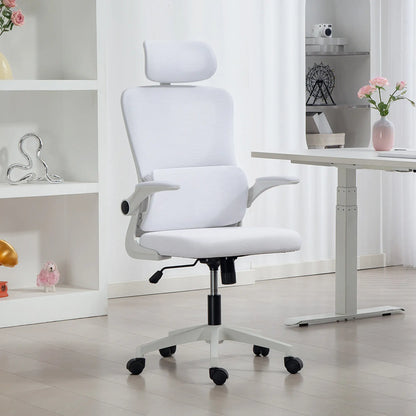 High Back Office Chair, Mesh Computer Chair, Adjustable Height, Cream White Office Chairs at Gallery Canada