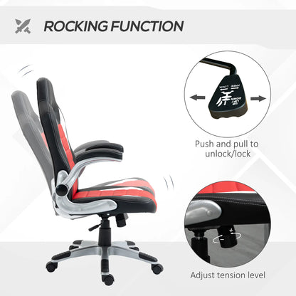 Racing Gaming Chair, PU Leather, Adjustable Height, Flip Up Armrest, Red Video Game Chairs at Gallery Canada