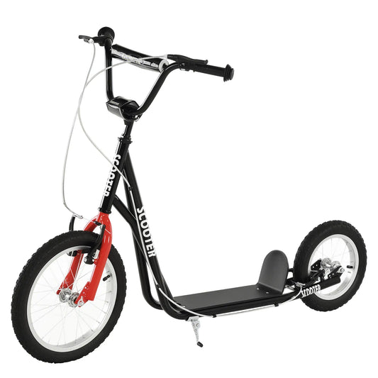 Youth Kick Scooter, Adjustable Handlebar, 16'' Inflatable Wheel, Black Scooters Black at Gallery Canada