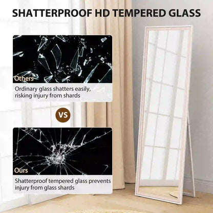 64" x 21" Full Length Mirror, Rectangular Frame, Standing, White and Pink Full Length Mirrors at Gallery Canada