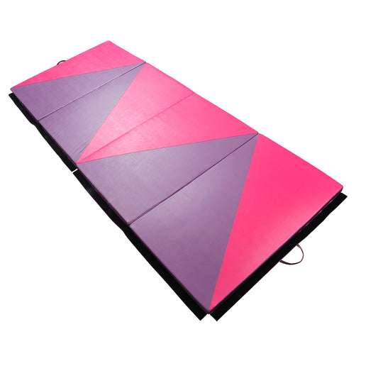 4'x10'x2'' Folding Gymnastics Tumbling Mat, Exercise Mat with Carrying Handles for Yoga, MMA, Martial Arts, Stretching, Core Workouts, Pink and Purple - Gallery Canada