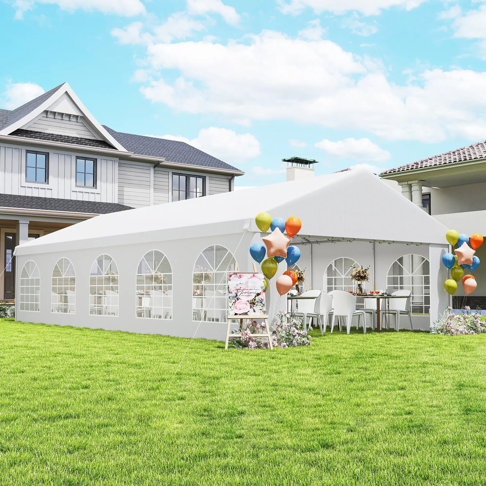 16'x32' Heavy Duty Party Tent, Portable Garage Canopy, White Canopy Tents at Gallery Canada