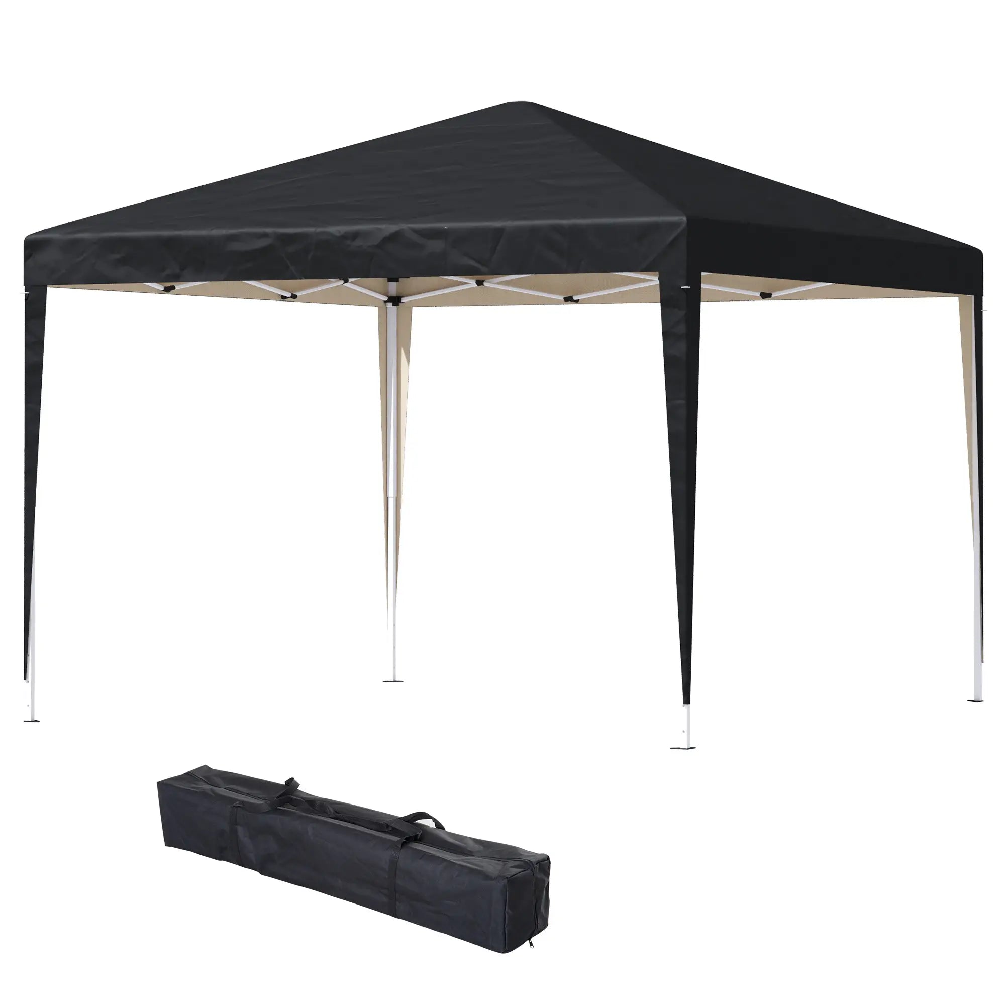 10 x 10ft Folding Pop Up Tent, Outdoor Gazebo Canopy, Black Pop Up Canopies Black at Gallery Canada