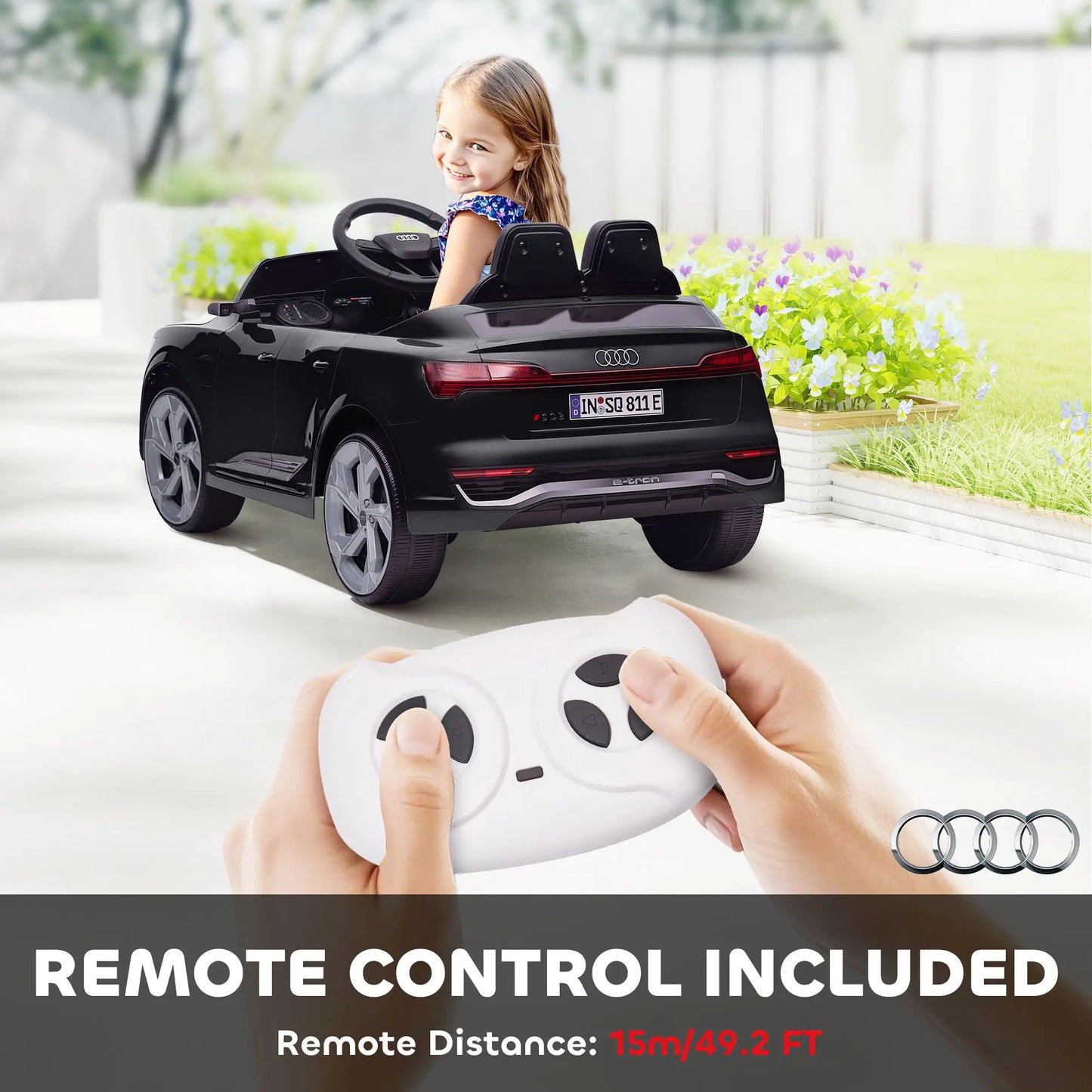 12V Kids Electric Car, Audi Q8 E-Tron Sportback, Remote Control, Black Electric Toy Cars at Gallery Canada