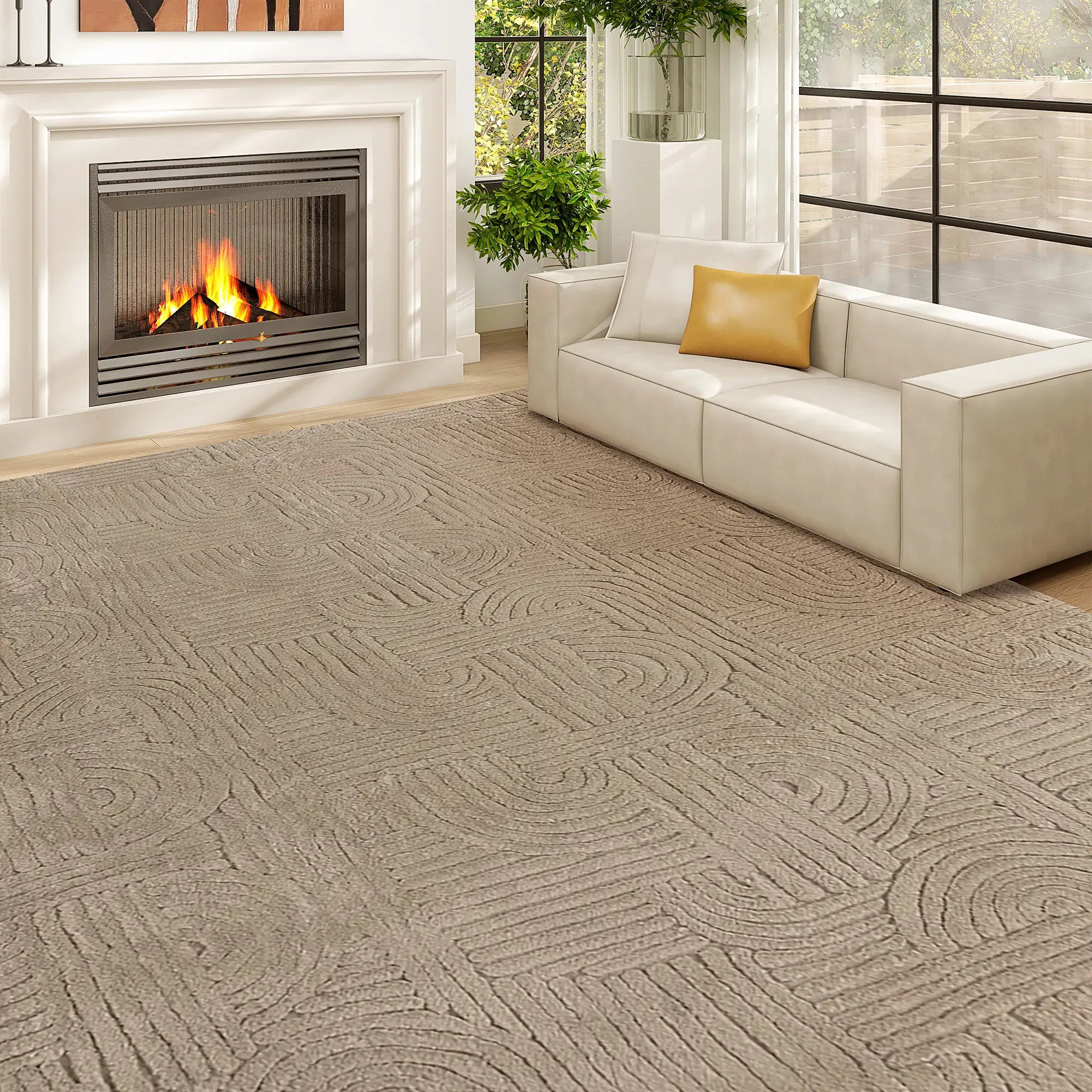 6x9 Faux Fur Rug, Non-Slip Carpet for Living Room, Bedroom, Tan Area Rugs at Gallery Canada