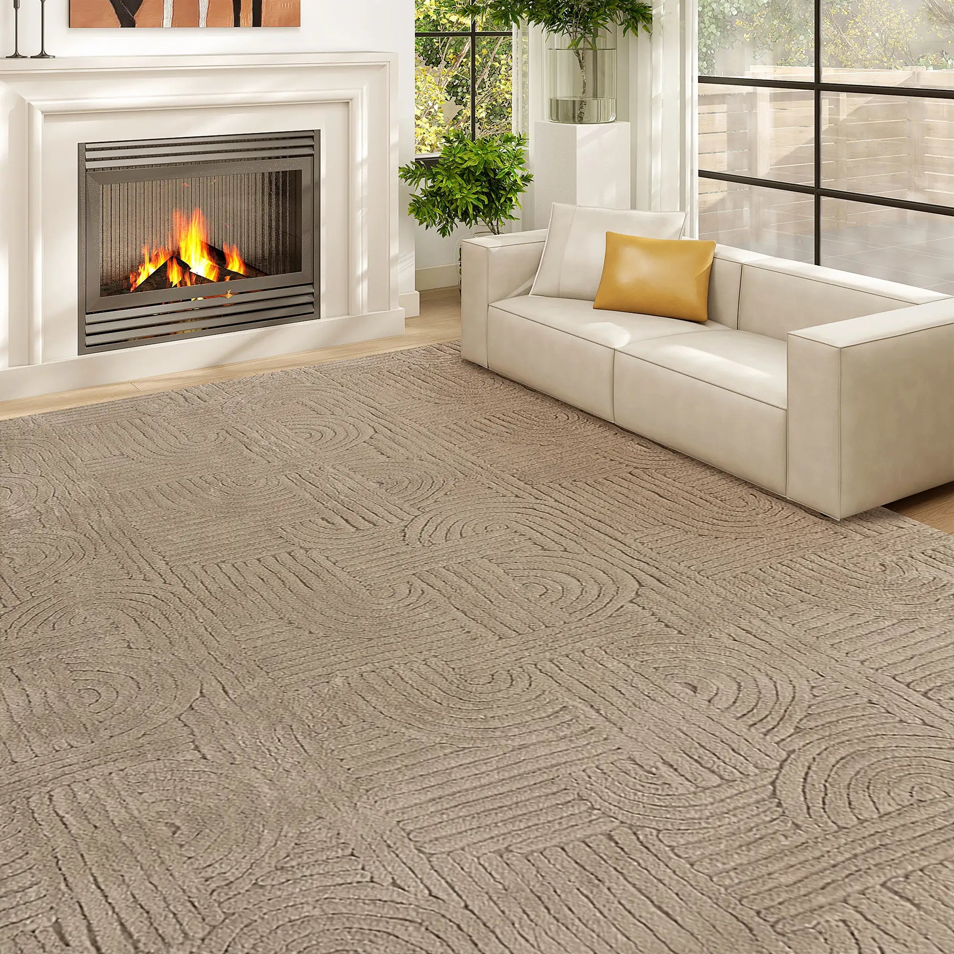 6x9 Faux Fur Rug, Non-Slip Carpet for Living Room, Bedroom, Tan Area Rugs at Gallery Canada