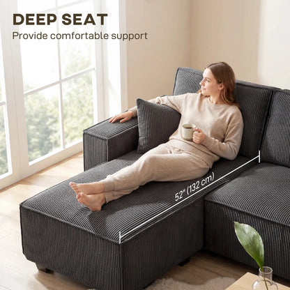 Modular U Shaped Sectional Sofa, Double Chaises, Spring Cushions, Dark Grey L Shaped Couchs at Gallery Canada
