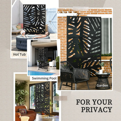 Freestanding Outdoor Privacy Screen, Metal Divider for Garden, Backyard, Black Side Awnings at Gallery Canada
