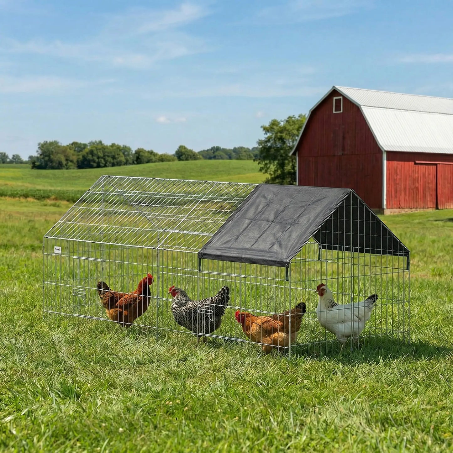 Metal Chicken Coop With UV-Resistant Cover, 71" x 29.5" x 29.5", Black Chicken Coops at Gallery Canada