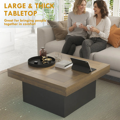 Square Coffee Table with LED Lights, 35-inch, Walnut Coffee Tables at Gallery Canada