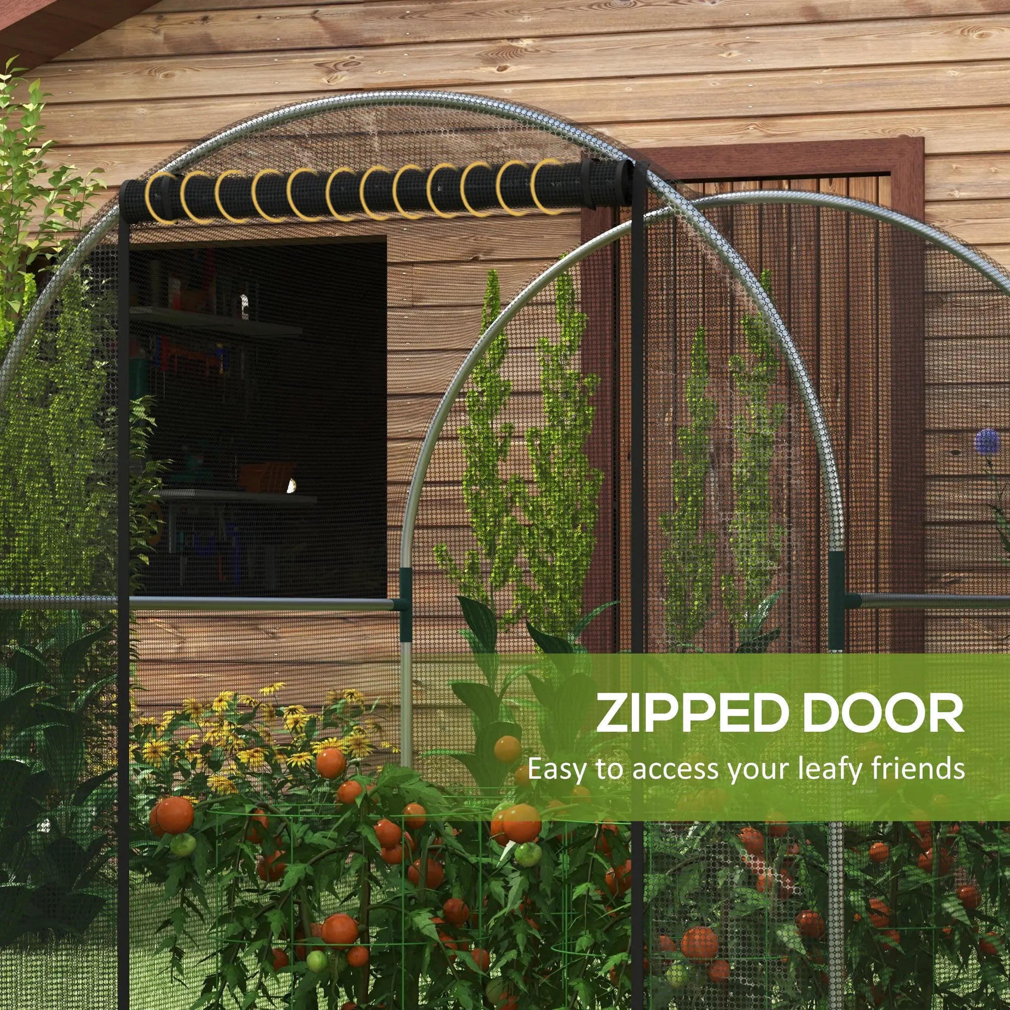 4.9' x 3.9' Crop Cage, Zipper Roll-Up Door, Mesh Plant Protection Tent Greenhouses at Gallery Canada