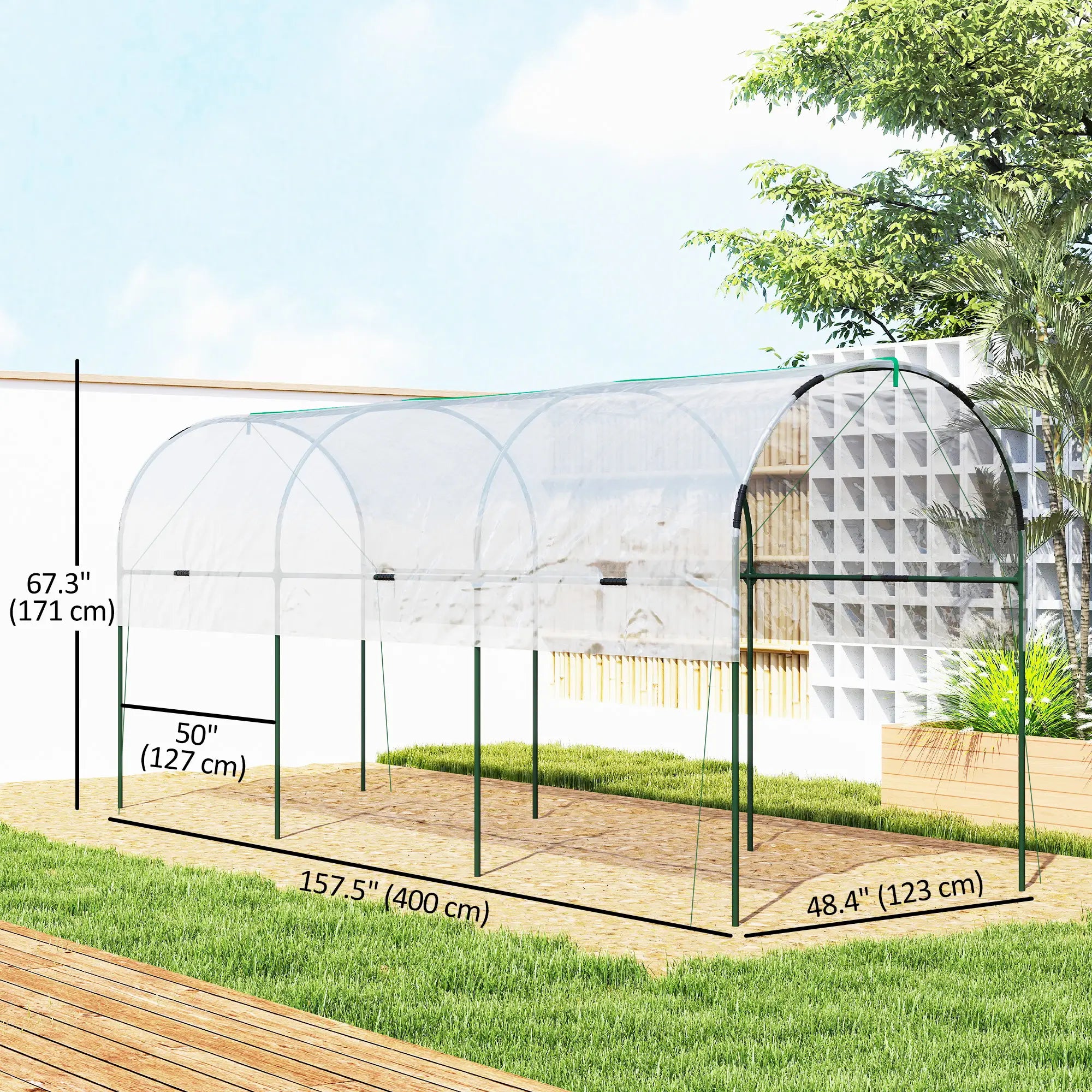 Tomato Greenhouse Tunnel, 4 Hoops, Top Tap, 157.5