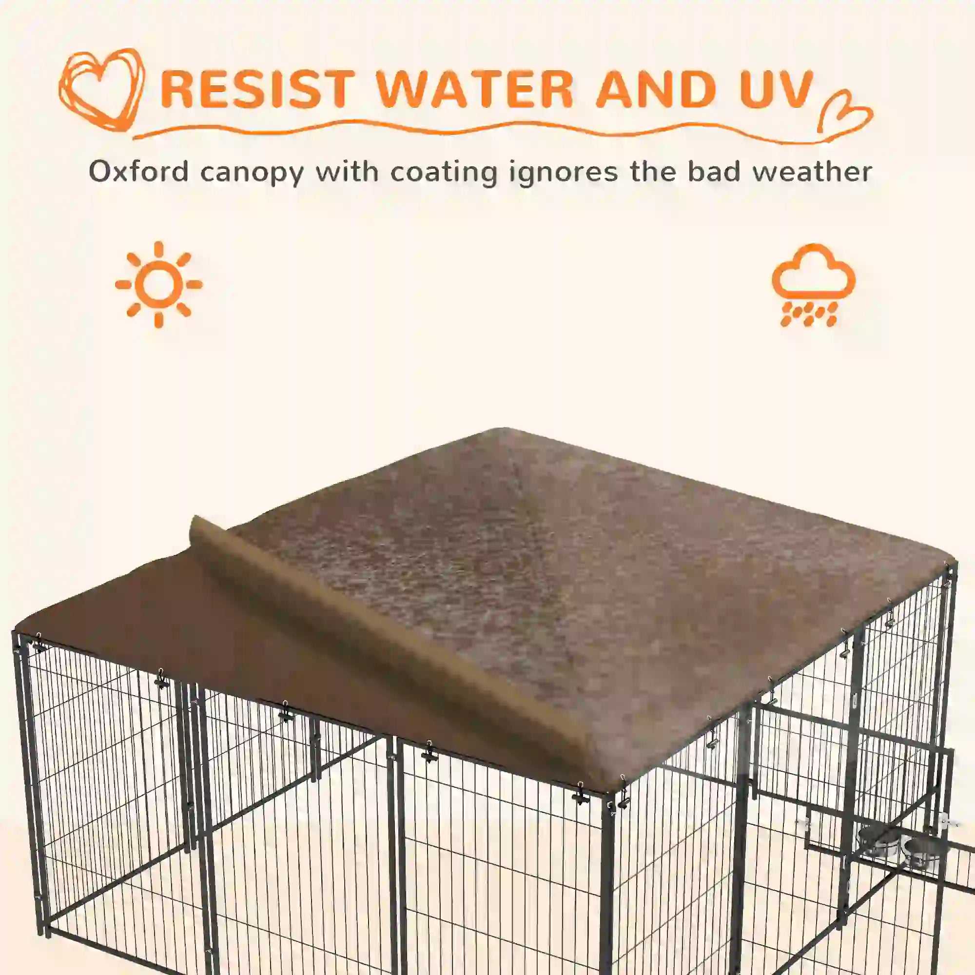 6.9' x 6.9' x 5' Outdoor Dog Kennel, Canopy, Rotating Bowls, Coffee Houses, Kennels & Pens at Gallery Canada