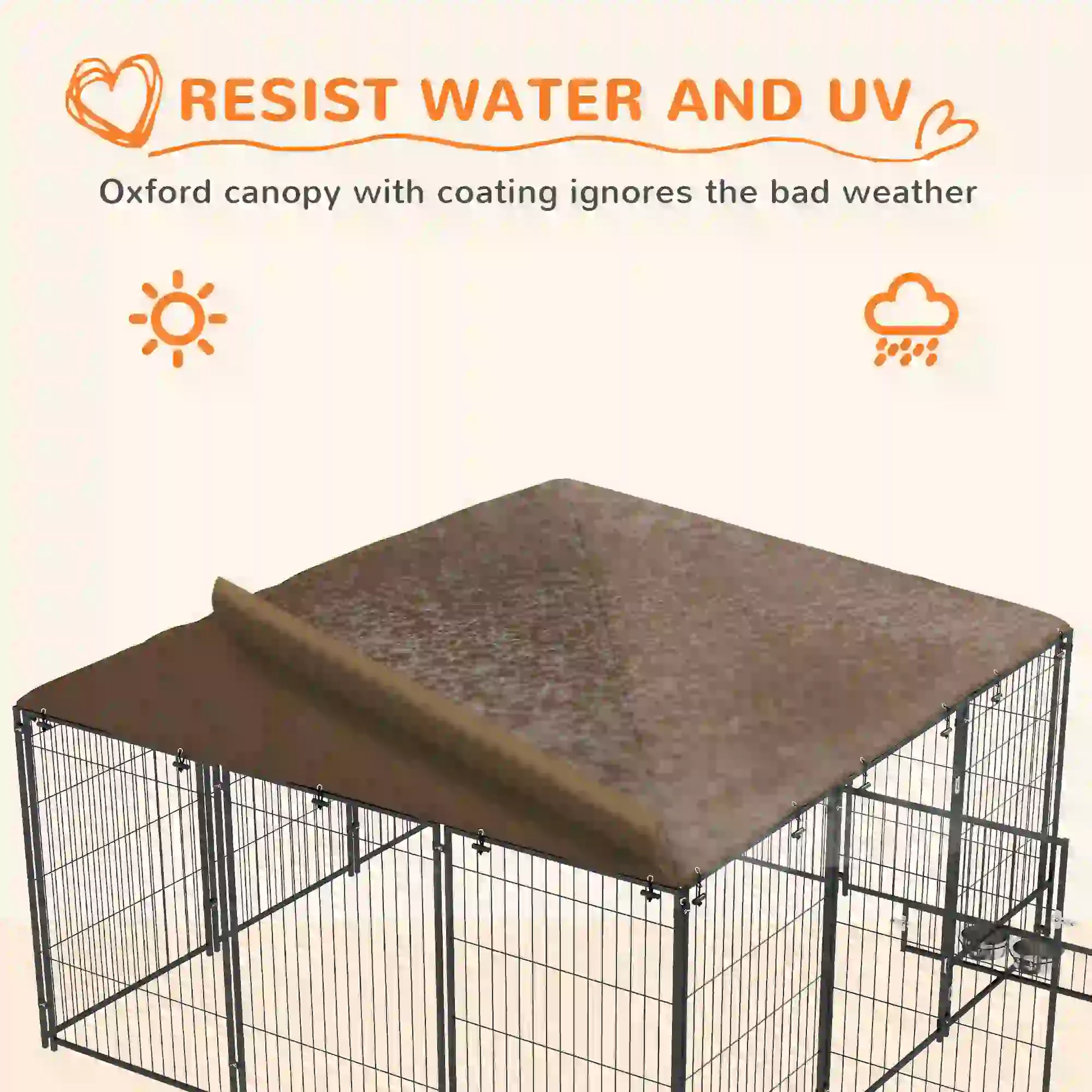 6.9' x 6.9' x 5' Outdoor Dog Kennel, Canopy, Rotating Bowls, Coffee Houses, Kennels & Pens at Gallery Canada