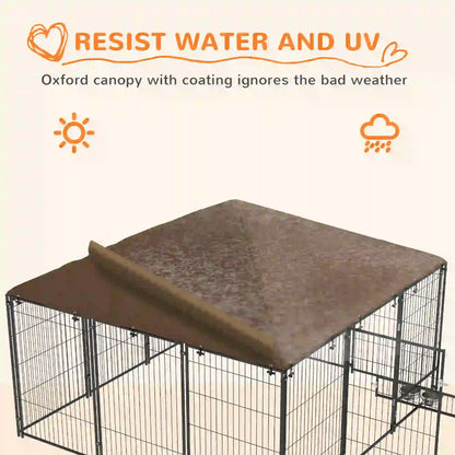 6.9' x 6.9' x 5' Outdoor Dog Kennel, Canopy, Rotating Bowls, Coffee Houses, Kennels & Pens at Gallery Canada